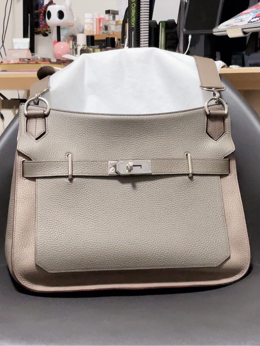 Hermes Jyspiere 34 Taurillon Clemence Graphite & Etoupe Bag - Picture 8 of 9